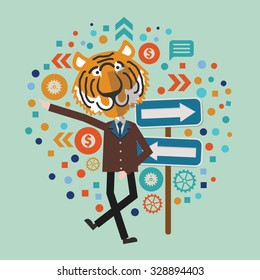 Tiger,Businessman concept design,abstract design,vector