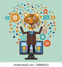 Tiger,Businessman concept design,abstract design,vector
