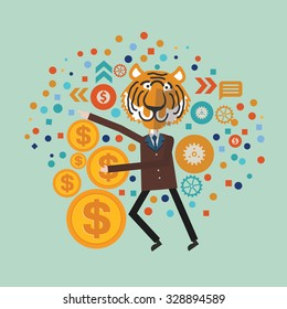 Tiger,Businessman concept design,abstract design,vector