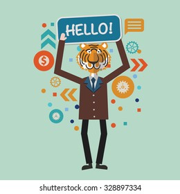 Tiger,Businessman concept design,abstract design,vector