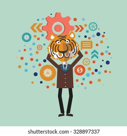 Tiger,Businessman concept design,abstract design,vector