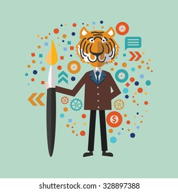 Tiger,Businessman concept design,abstract design,vector