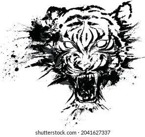 Tiger.Calligraphy,Brush character,Fusion of tiger and brush character.