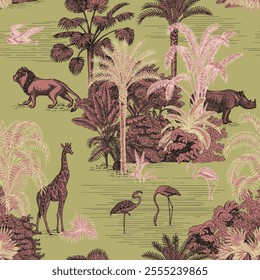 Tiger,Elephant and zebra pattern in.animals pattem in jungle.
