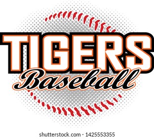 
Tigers Baseball Design is a tigers mascot design template that includes team text and a stylized softball graphic in the background. Great for team or school t-shirts, promotions and advertising.