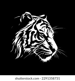 Tigers - Black and White Isolated Icon - Vector illustration