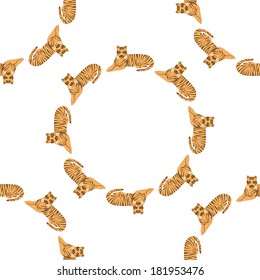 tigers in circle seamless pattern