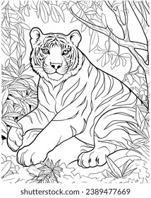 Tigers coloring page for adults