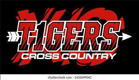 Tigers Cross Country Team Design With Arrow For School, College Or League