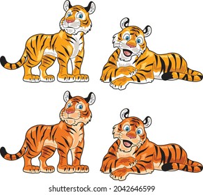 Tigers süße Cartoon mit 2 positiver und farbiger Darstellung