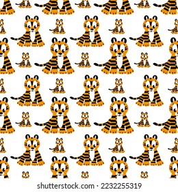 Tigers cute funny and friendly seamless pattern