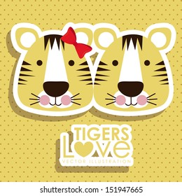 tigers design over dotted background vector illustration 