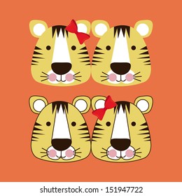 tigers design over orange background vector illustration 