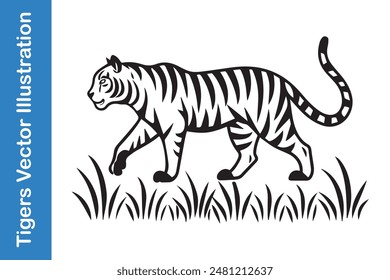 Tigers editable vector collections with smooth outline