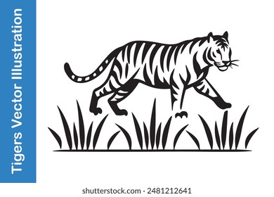 Tigers editable vector collections with smooth outline