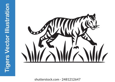 Tigers editable vector collections with smooth outline