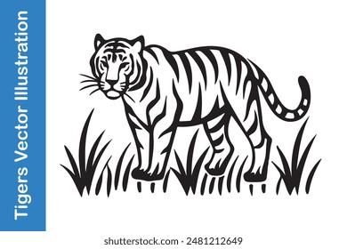 Tigers editable vector collections with smooth outline