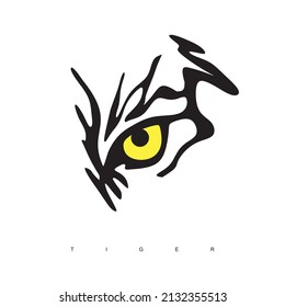 TIGER'S EYE. Freehand drawing of a tiger. Greeting card, poster, illustration for printing on T-shirts, textiles and souvenirs.