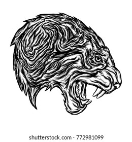 Tigers face illustration vector design.