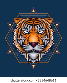Tigers face. Saber toothed tiger logo