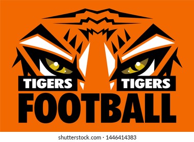 Tigers Football Team Design With Mascot Eye Black For School, College Or League