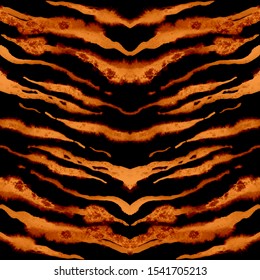 Tigers hand drawn stripes pattern. Feline camouflage animal background. Vector seamless asian tiger design wallpaper.