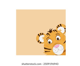 tiger's head on the side in beige background