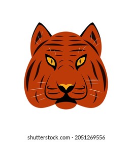 Tiger's head on a white background