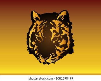 Tiger's head on a yellow background