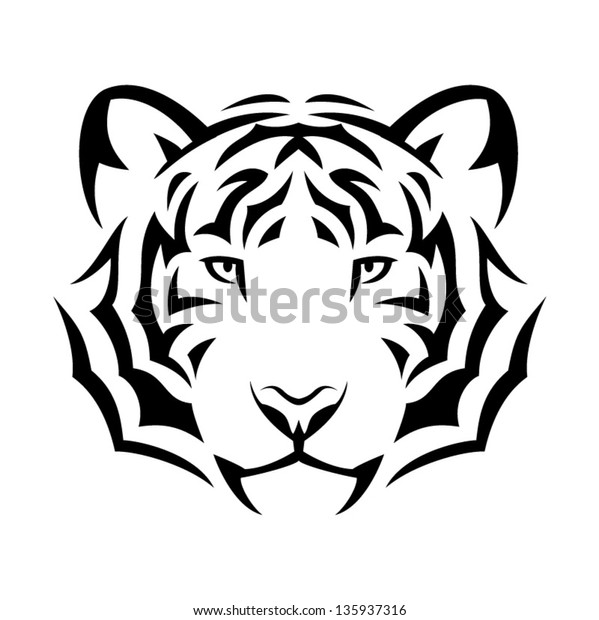 Tigers Head Tribal Tattoo Stock Vector (Royalty Free) 135937316 ...