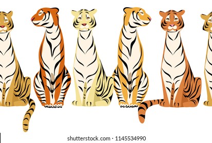 tigers. horizontal seamless pattern