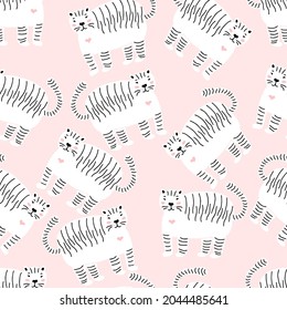 tigers isolated vector seamless pattern. Happy new year 2022 new year tiger symbol year. Greeting vector card. Winter character for cards, invitations and children's games