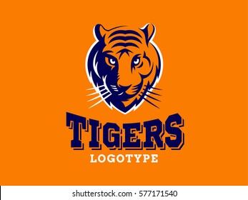 Tigers - logo, icon, illustration on orange background
