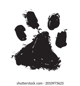 Tiger's paw, Ink Dog's Paw, Cat`s Paw, grunge style, Vector.	
