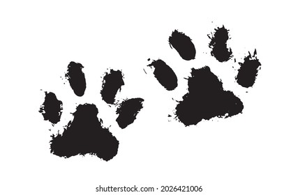 Tiger's paw. Ink Dog's Paw, Cat`s Paw, grunge style, Vector.	
 Vector illustration.	
