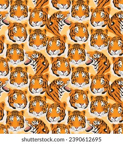 Tigers. Seamless animal pattern, background, print. Vector illustration