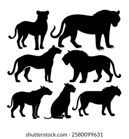 Tigers vector silhouettes beautiful art-10 