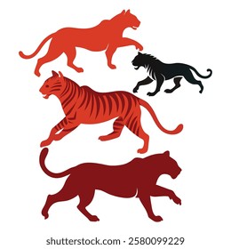 Tigers vector silhouettes beautiful art-4