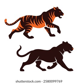 Tigers vector silhouettes beautiful art-8