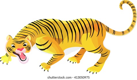 Tiger,tiger is coming and the animals are running because of scared,
All elements are in separate layers colors can be changed easily.   