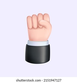 Tight Fist. 3D Graphic Arm, Power Gesture. Vector illustration