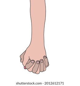 tight hand holding - vector illustration of two hands held tightly on white background, vector illustration for poster, banner, advertisement, web background, promotion activities.