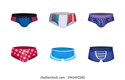 Tight Male Brief Shorts and Swimming Trunks Vector Set