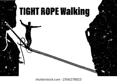 tight rope walker background vector format editabel