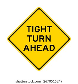 Tight turn ahead warning road sign isolated on white background