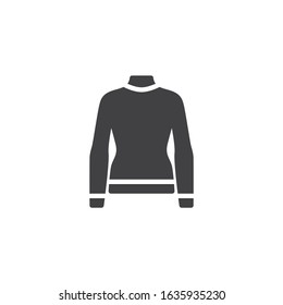Tight turtleneck with long sleeves vector icon. filled flat sign for mobile concept and web design. Female Turtleneck sweater glyph icon. Symbol, logo illustration. Vector graphics
