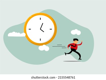 tight working hours, reminders for scheduled meetings or appointments, work deadline signs or weekly plans, important business date concept, businessman is chased by clock and keeps running