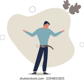 Tighten the belt, reduce spending in economic recession, cut budget to save business to survive or frugality concept.flat vector illustration.