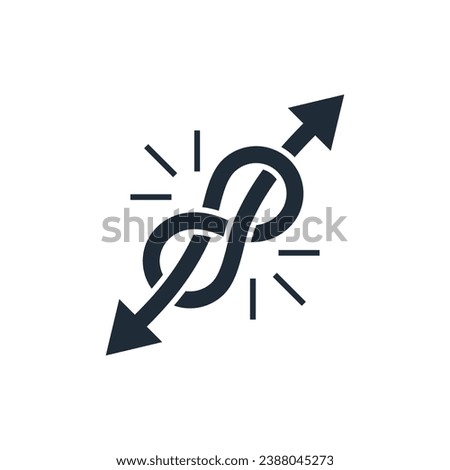 Tighten the knot.  Vector linear illustration icon isolated on white background.