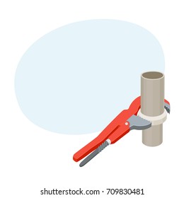 Tighten the nut or bolt adjustable wrench. Repair tool. Plumbing instruments. Spanner vector illustration. Handmade work processes 